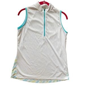 Callaway women’s golf shirt - sleeveless with collar - white, blue and green - M